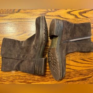 Celtic & Co. Chocolate Suede Ankle Boots, MSRP $330, worn once, size 37 US 7